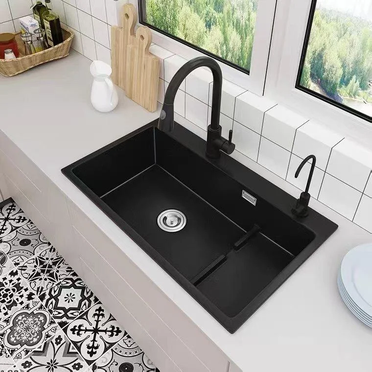 Quartz Kitchen Sink Rectangular Kitchen Sink with Drain Assembly -Bathlova