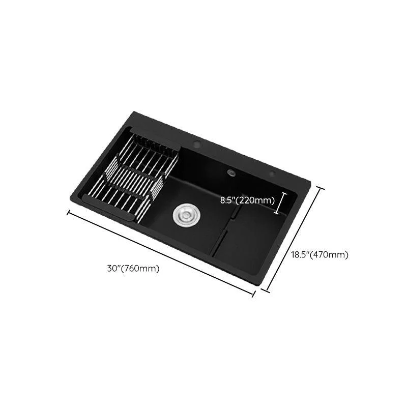 Quartz Kitchen Sink Rectangular Kitchen Sink with Drain Assembly -Bathlova