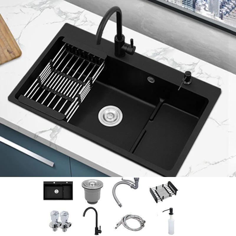 Quartz Kitchen Sink Rectangular Kitchen Sink with Drain Assembly -Bathlova