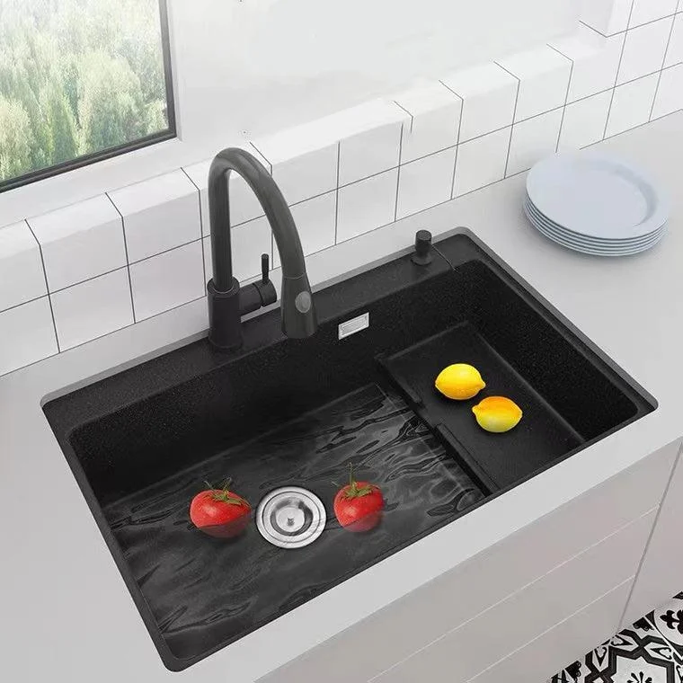 Quartz Kitchen Sink Rectangular Kitchen Sink with Drain Assembly -Bathlova