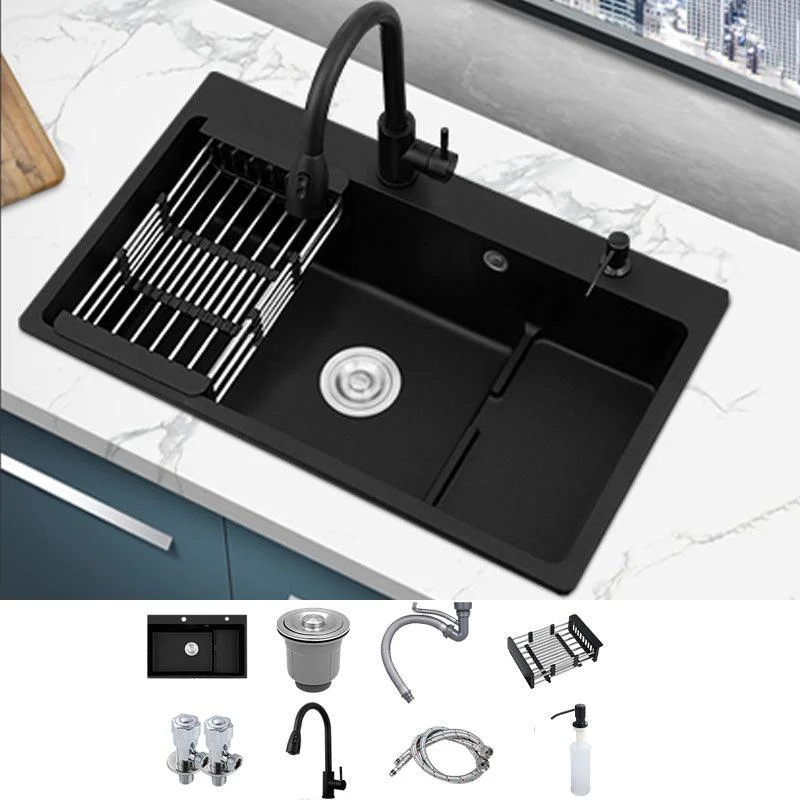 Quartz Kitchen Sink Rectangular Kitchen Sink with Drain Assembly -Bathlova