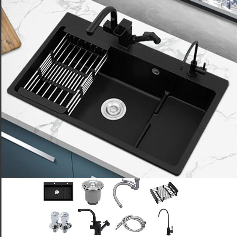 Quartz Kitchen Sink Rectangular Kitchen Sink with Drain Assembly -Bathlova