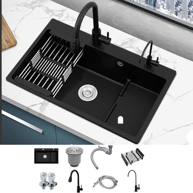 Quartz Kitchen Sink Rectangular Kitchen Sink with Drain Assembly -Bathlova