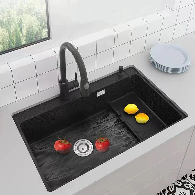 Quartz Kitchen Sink Rectangular Kitchen Sink with Drain Assembly -Bathlova