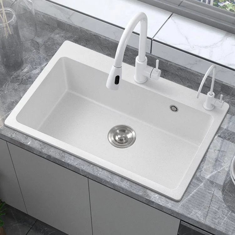 Quartz Kitchen Sink Rectangular Shape Single Bowl Kitchen Sink with Drain Strainer Kit -Bathlova