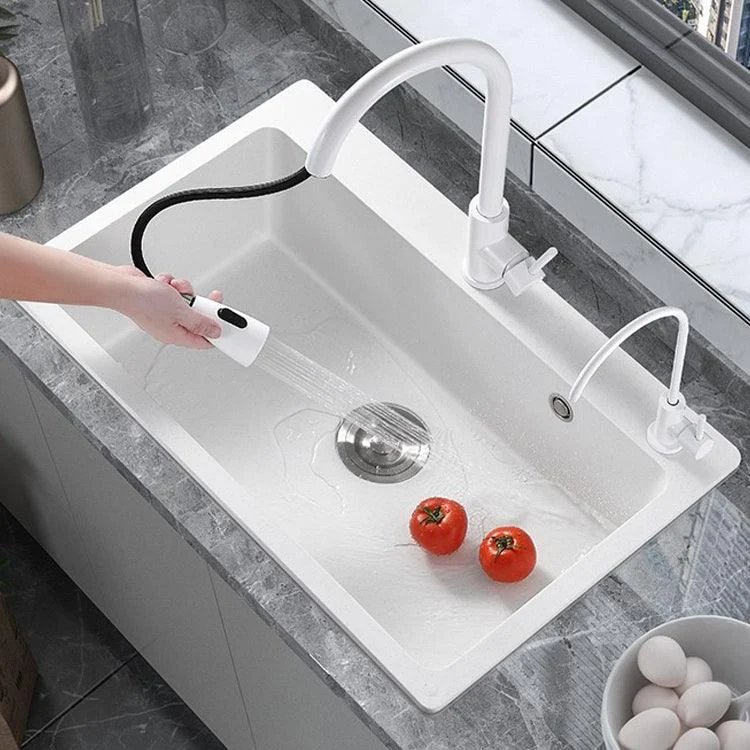 Quartz Kitchen Sink Rectangular Shape Single Bowl Kitchen Sink with Drain Strainer Kit -Bathlova