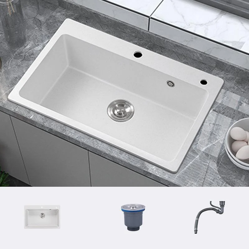 Quartz Kitchen Sink Rectangular Shape Single Bowl Kitchen Sink with Drain Strainer Kit -Bathlova