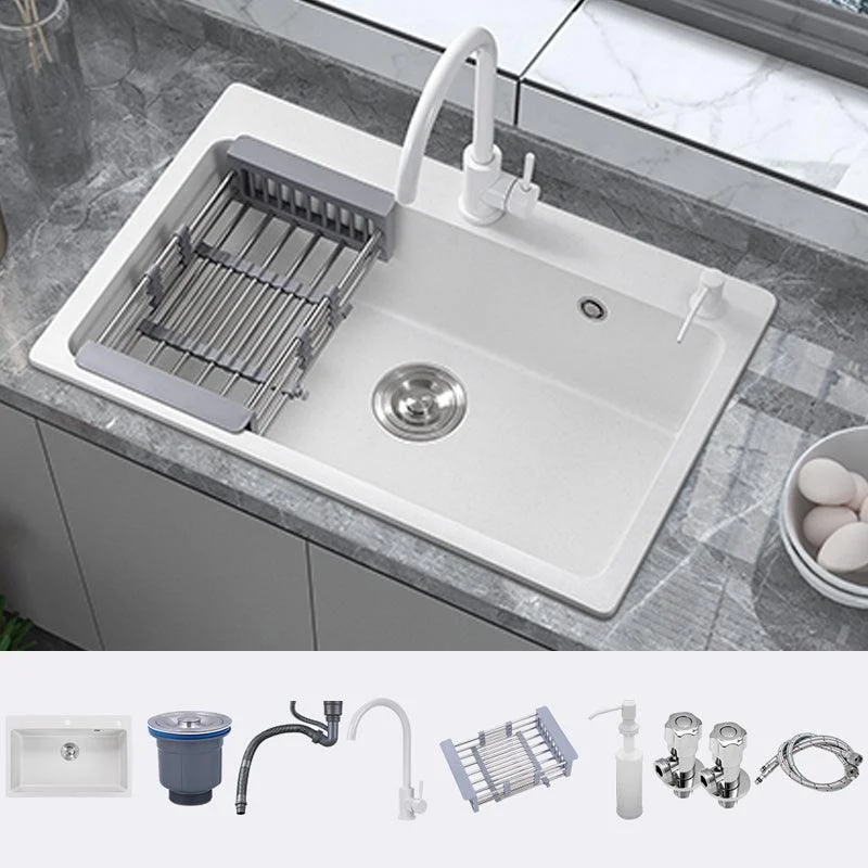 Quartz Kitchen Sink Rectangular Shape Single Bowl Kitchen Sink with Drain Strainer Kit -Bathlova