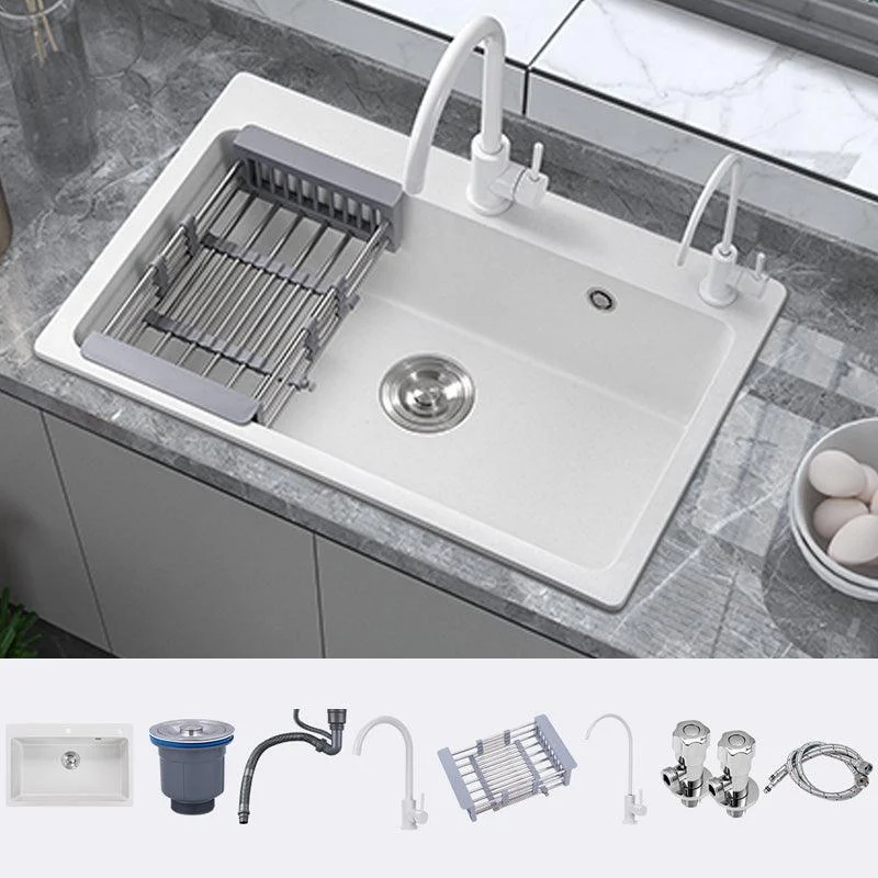 Quartz Kitchen Sink Rectangular Shape Single Bowl Kitchen Sink with Drain Strainer Kit -Bathlova