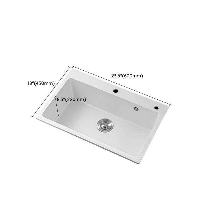 Quartz Kitchen Sink Rectangular Shape Single Bowl Kitchen Sink with Drain Strainer Kit -Bathlova