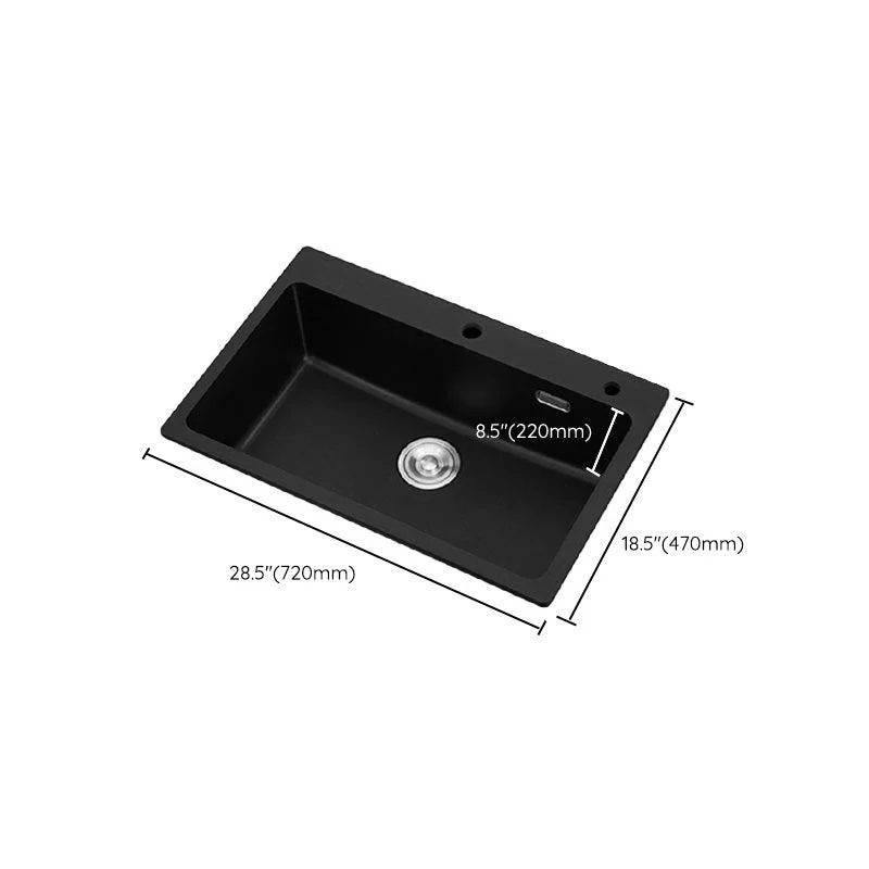 Quartz Kitchen Sink Rectangular Single Bowl Kitchen Sink with Drain Assembly -Bathlova