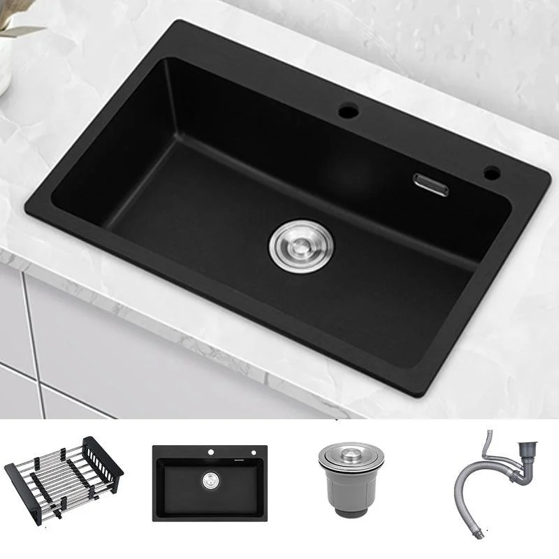 Quartz Kitchen Sink Rectangular Single Bowl Kitchen Sink with Drain Assembly -Bathlova