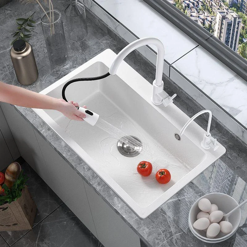 Quartz Kitchen Sink Single Basin Kitchen Sink with Tap Included -Bathlova