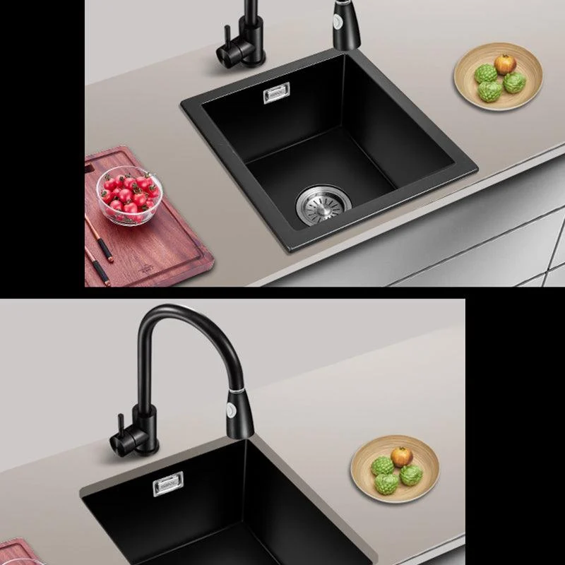 Quartz Kitchen Sink Single Bowl Drop-In Kitchen Sink with Rectangular Shape -Bathlova