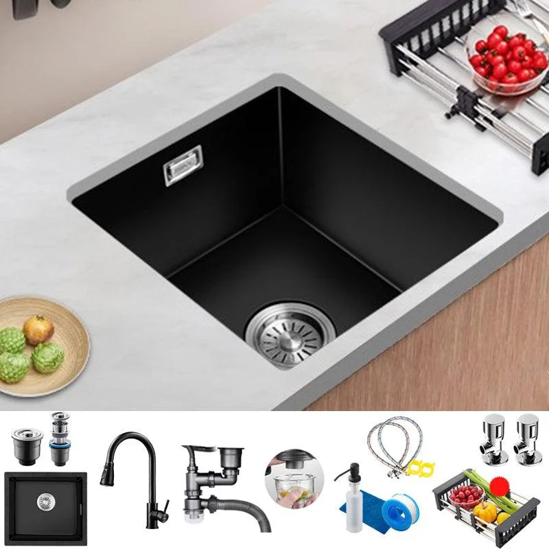 Quartz Kitchen Sink Single Bowl Drop-In Kitchen Sink with Rectangular Shape -Bathlova