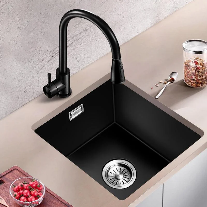 Quartz Kitchen Sink Single Bowl Drop-In Kitchen Sink with Rectangular Shape -Bathlova