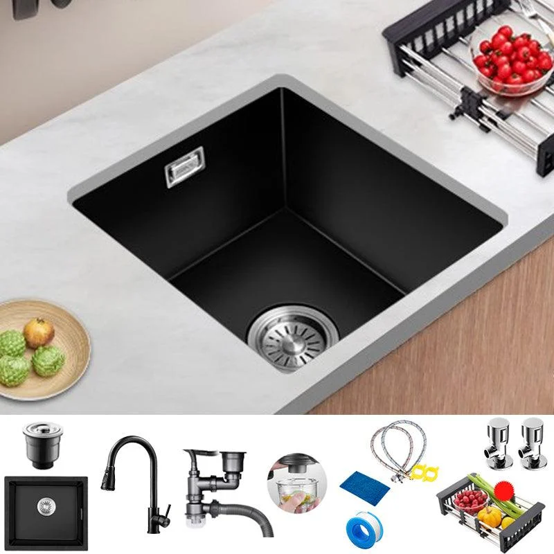 Quartz Kitchen Sink Single Bowl Drop-In Kitchen Sink with Rectangular Shape -Bathlova