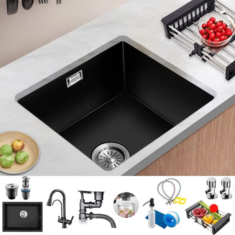 Quartz Kitchen Sink Single Bowl Drop-In Kitchen Sink with Rectangular Shape -Bathlova