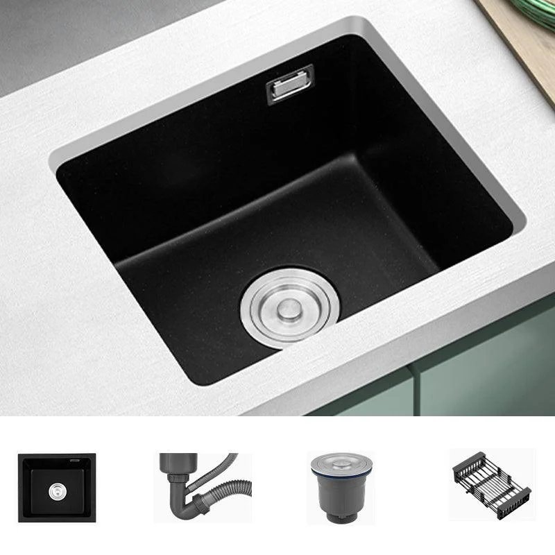 Quartz Kitchen Sink Single Bowl Kitchen Sink with Drain Strainer Kit -Bathlova