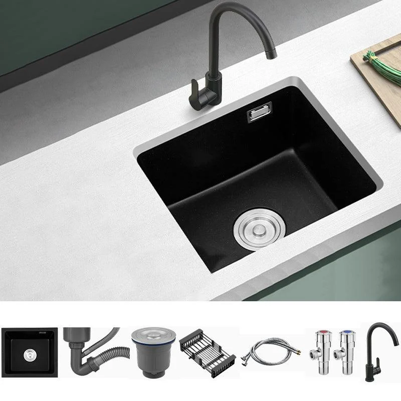 Quartz Kitchen Sink Single Bowl Kitchen Sink with Drain Strainer Kit -Bathlova