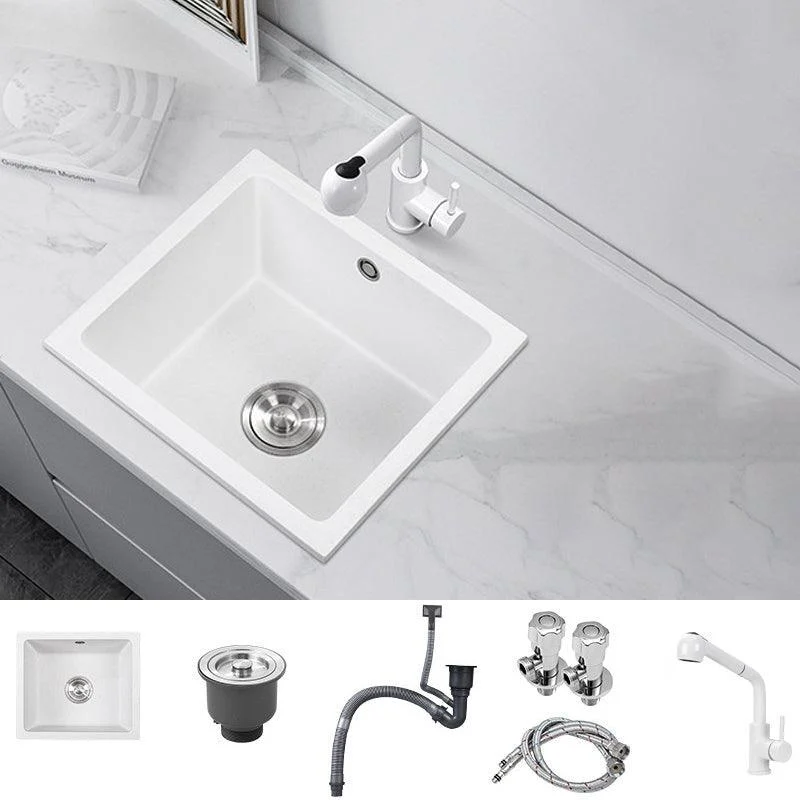 Quartz Kitchen Sink Single Bowl Kitchen Sink with with Drain Assembly -Bathlova