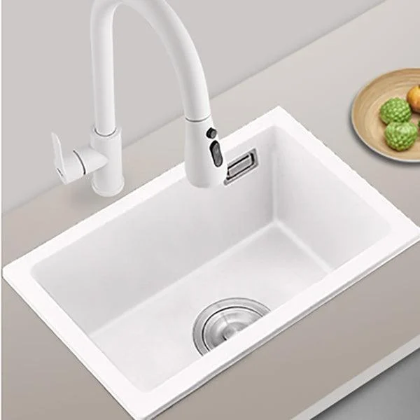 Quartz Kitchen Sink Single Bowl Kitchen Sink with with Drain Strainer Kit -Bathlova