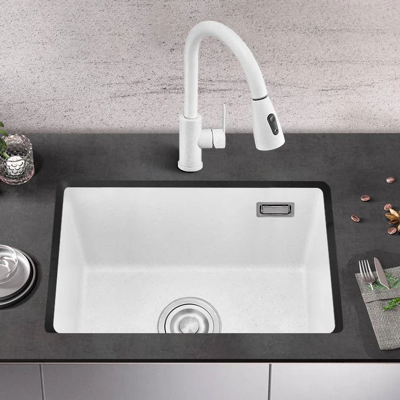 Quartz Kitchen Sink Single Bowl Kitchen Sink with with Drain Strainer Kit -Bathlova