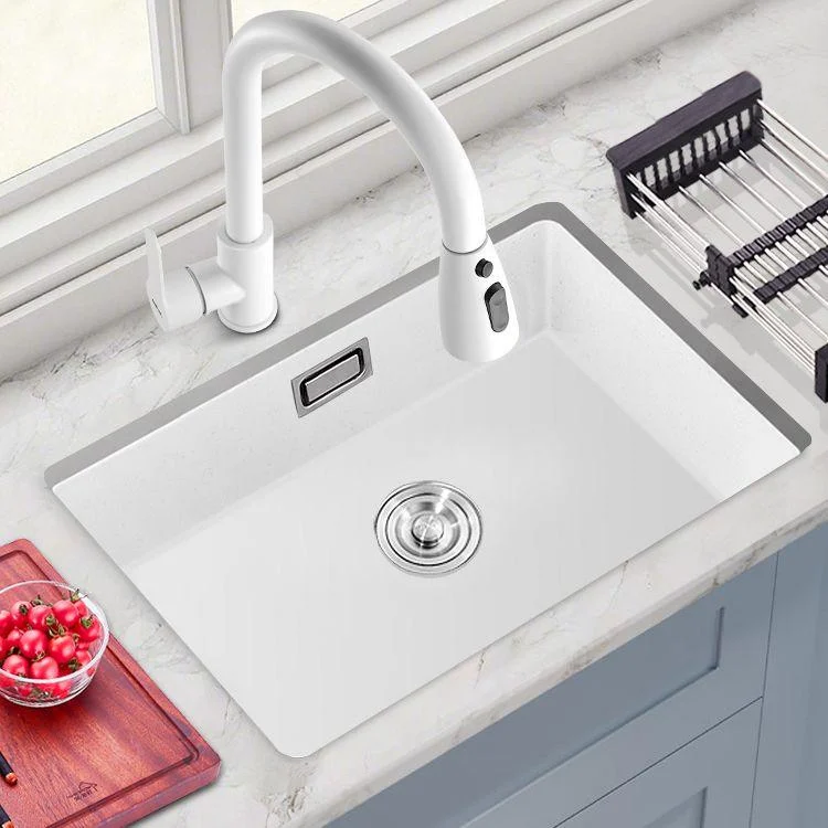 Quartz Kitchen Sink Single Bowl Kitchen Sink with with Drain Strainer Kit -Bathlova