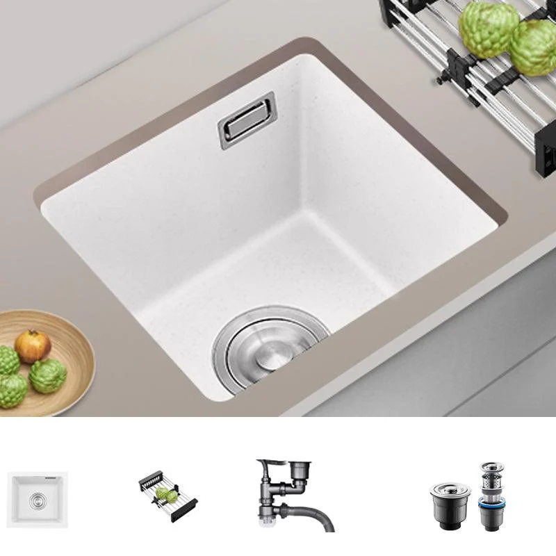 Quartz Kitchen Sink Single Bowl Kitchen Sink with with Drain Strainer Kit -Bathlova