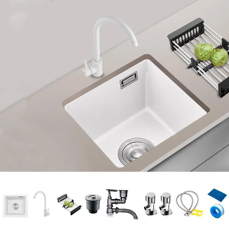 Quartz Kitchen Sink Single Bowl Kitchen Sink with with Drain Strainer Kit -Bathlova