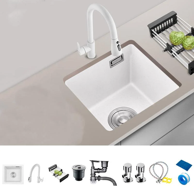 Quartz Kitchen Sink Single Bowl Kitchen Sink with with Drain Strainer Kit -Bathlova