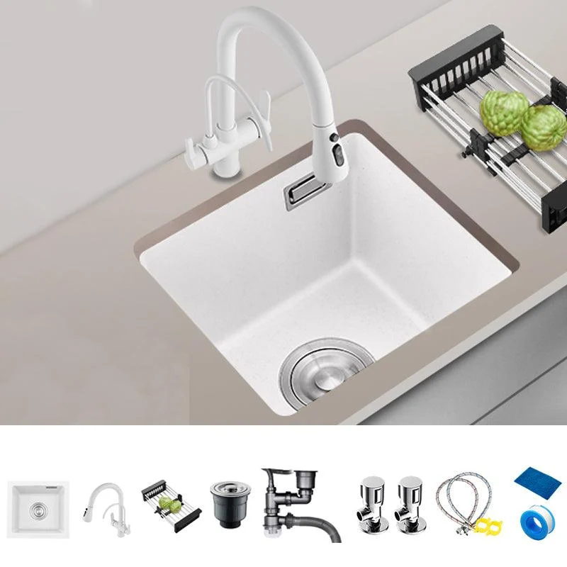 Quartz Kitchen Sink Single Bowl Kitchen Sink with with Drain Strainer Kit -Bathlova