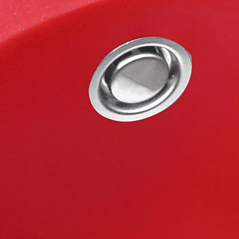 Quartz Kitchen Sink Single Bowl Red Round Kitchen Sink with Drain Assembly -Bathlova