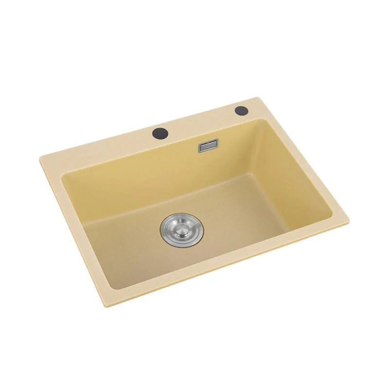 Quartz Kitchen Sink Yellow Single Bowl Kitchen Sink with Drain Assembly -Bathlova