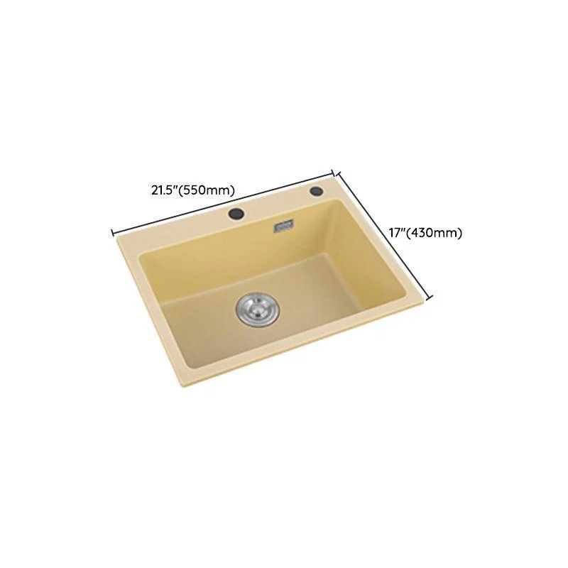 Quartz Kitchen Sink Yellow Single Bowl Kitchen Sink with Drain Assembly -Bathlova