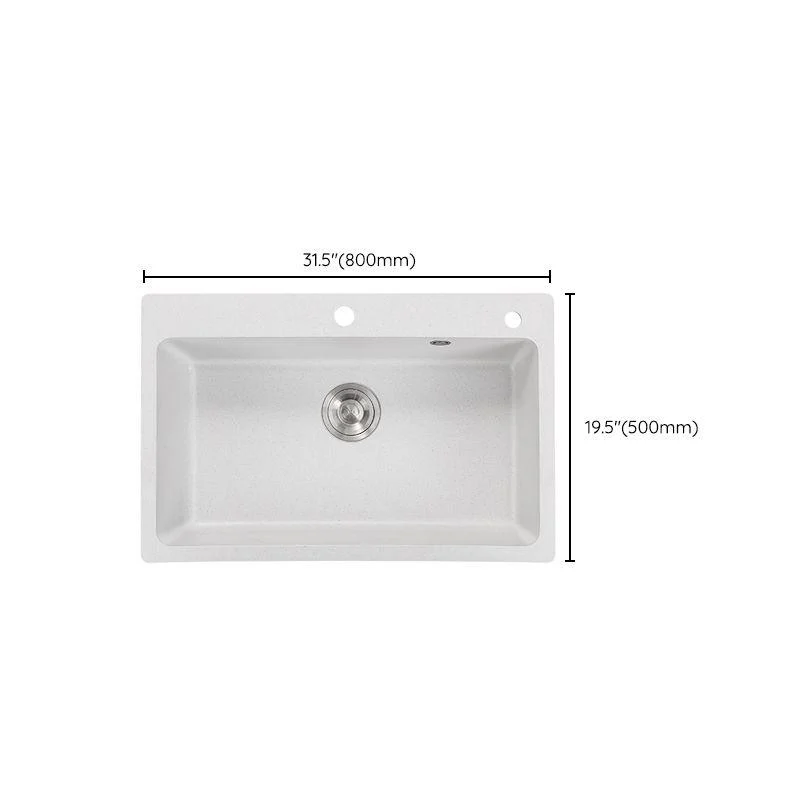 Quartz Single Bowl Kitchen Sink Rectangle Shape Kitchen Sink with Basket Strainer -Bathlova