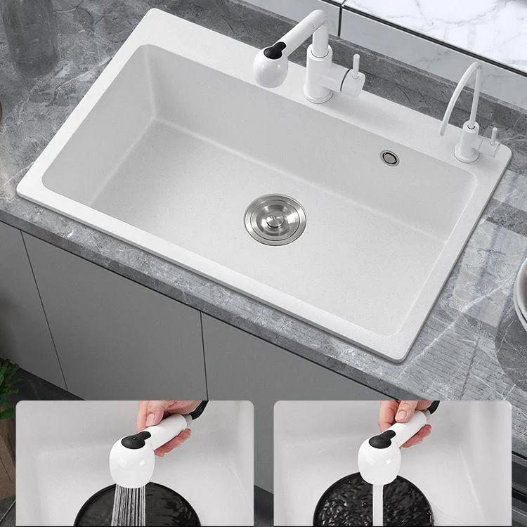 Quartz Single Bowl Kitchen Sink Rectangle Shape Kitchen Sink with Basket Strainer -Bathlova