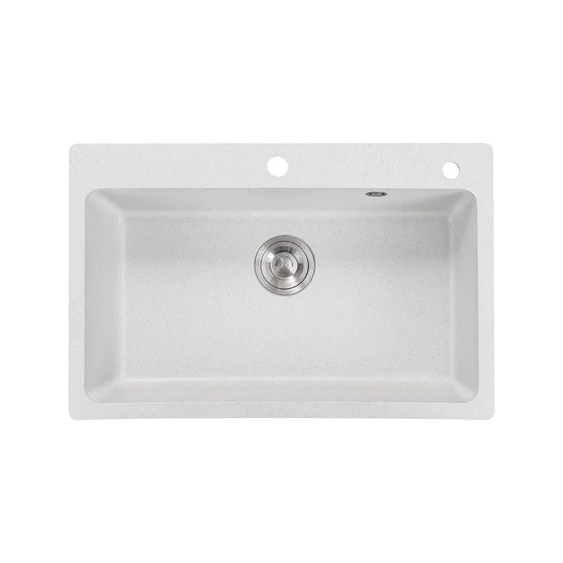 Quartz Single Bowl Kitchen Sink Rectangle Shape Kitchen Sink with Basket Strainer -Bathlova