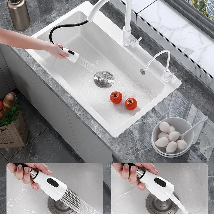 Quartz Single Bowl Kitchen Sink Rectangle Shape Kitchen Sink with Basket Strainer -Bathlova