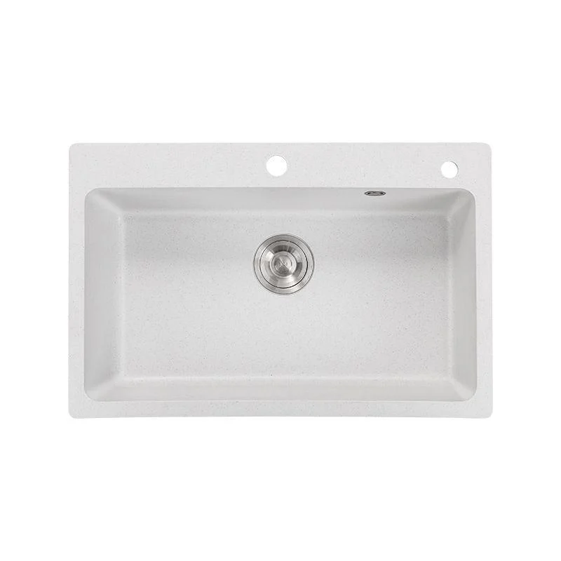 Quartz Single Bowl Kitchen Sink Rectangle Shape Kitchen Sink with Basket Strainer -Bathlova