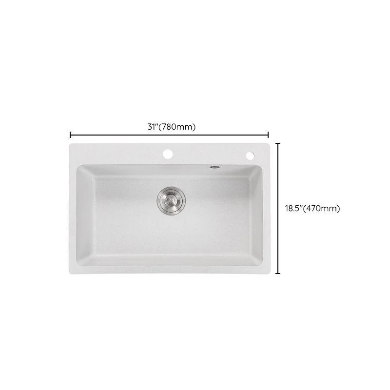 Quartz Single Bowl Kitchen Sink Rectangle Shape Kitchen Sink with Basket Strainer -Bathlova