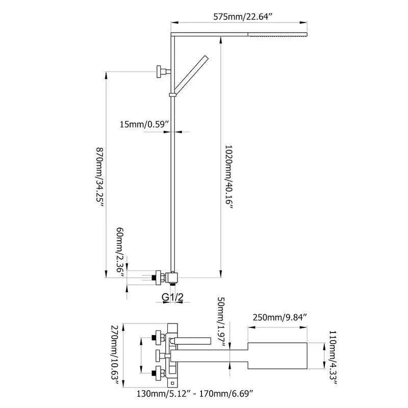 Rain Shower Head Thermostatic Shower System -Bathlova