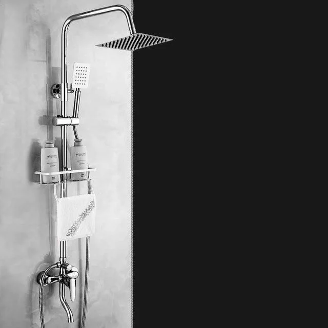 Rain Shower System Set Taps with Storage Shelf -Bathlova