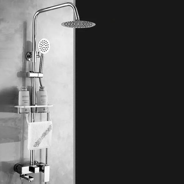 Rain Shower System Set Taps with Storage Shelf -Bathlova