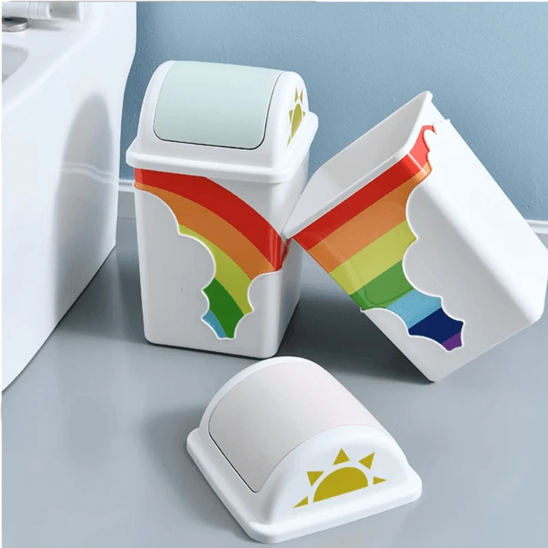 Rainbow Trash Can With Swing Top -Bathlova