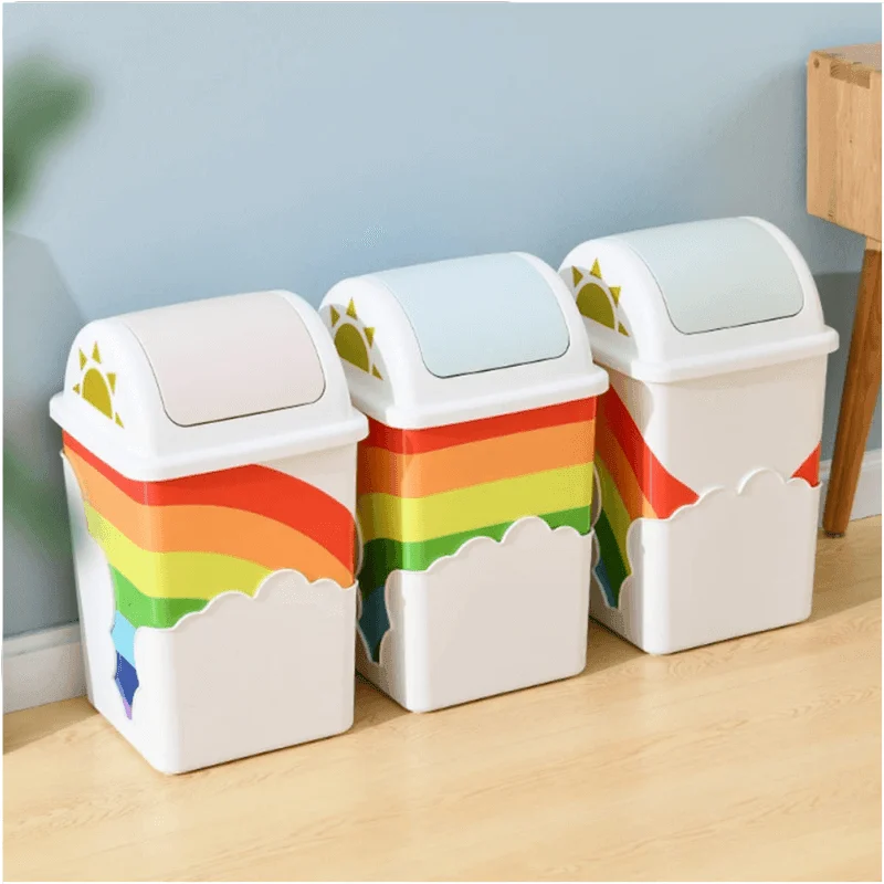 Rainbow Trash Can With Swing Top -Bathlova