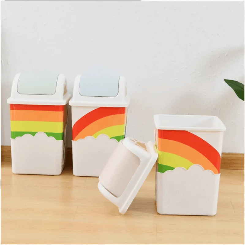 Rainbow Trash Can With Swing Top -Bathlova