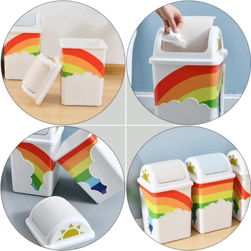 Rainbow Trash Can With Swing Top -Bathlova