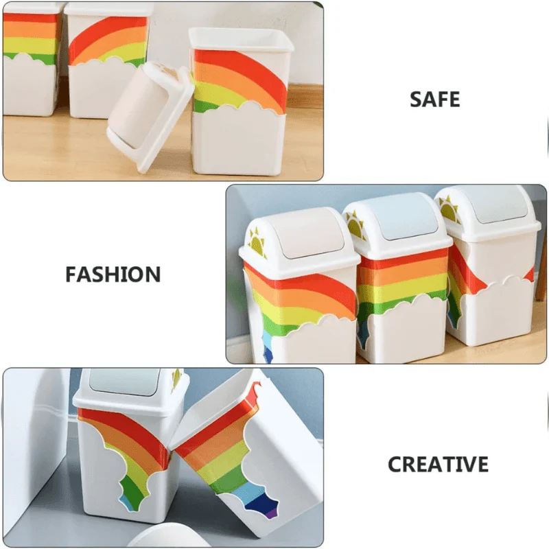 Rainbow Trash Can With Swing Top -Bathlova