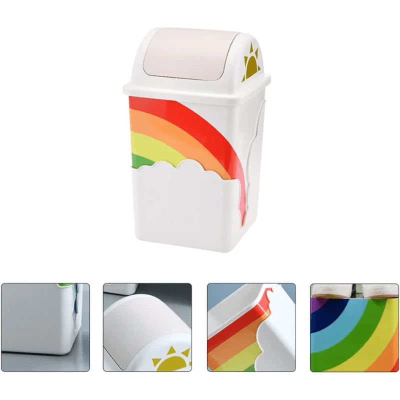 Rainbow Trash Can With Swing Top -Bathlova